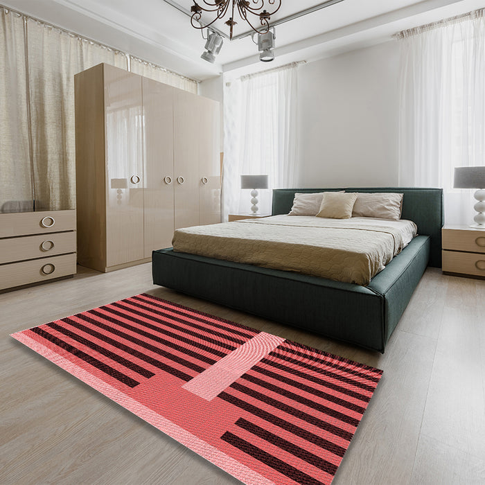Patterned Red Rug in a Bedroom, pat2310rd
