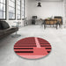 Round Patterned Red Rug in a Office, pat2310rd