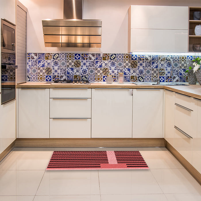 Patterned Red Rug in a Kitchen, pat2310rd