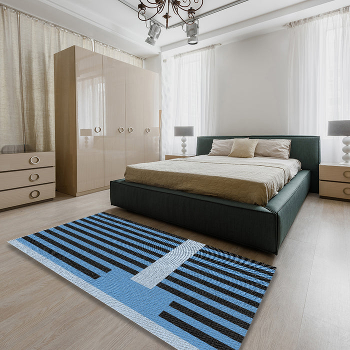 Machine Washable Transitional Dark Slate Gray Green Rug in a Bedroom, wshpat2310