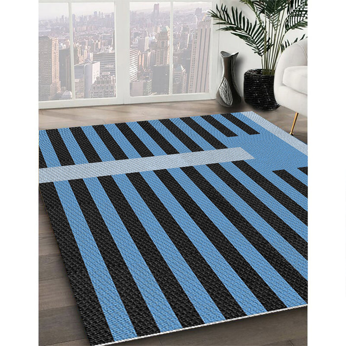 Patterned Dark Slate Gray Green Novelty Rug in Family Room, pat2310