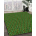 Patterned Dark Lime Green Rug in Family Room, pat2311grn