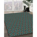 Patterned Sea Green Rug in Family Room, pat2311lblu
