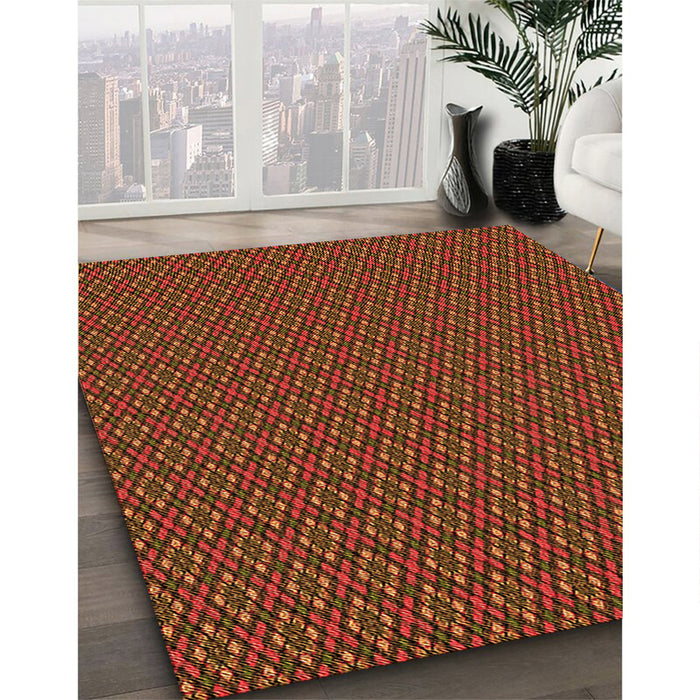 Patterned Mahogany Brown Rug in Family Room, pat2311org