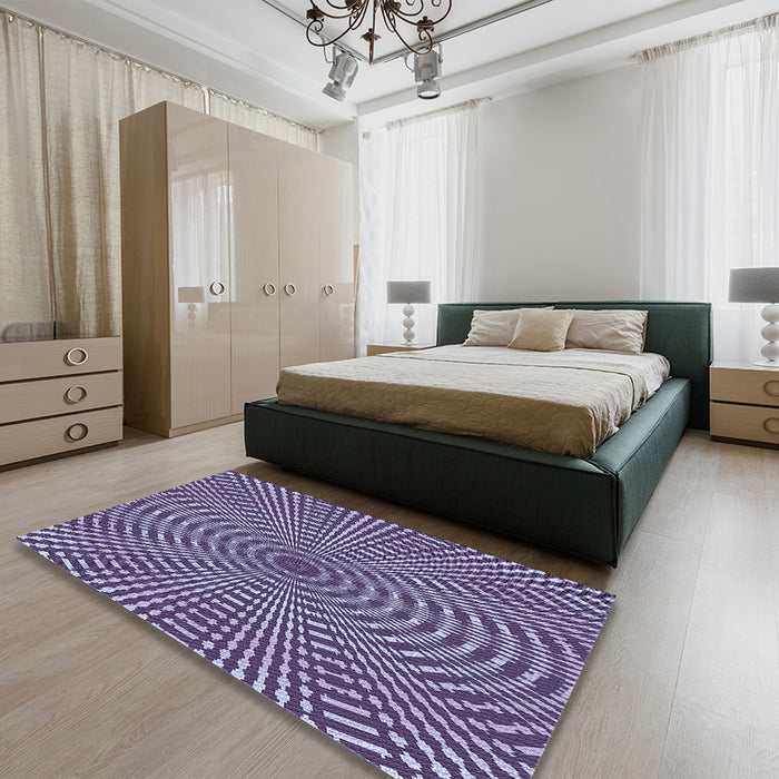 Round Machine Washable Transitional Purple Rug in a Office, wshpat2312blu