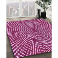 Patterned Raspberry Red Rug, pat2312pur