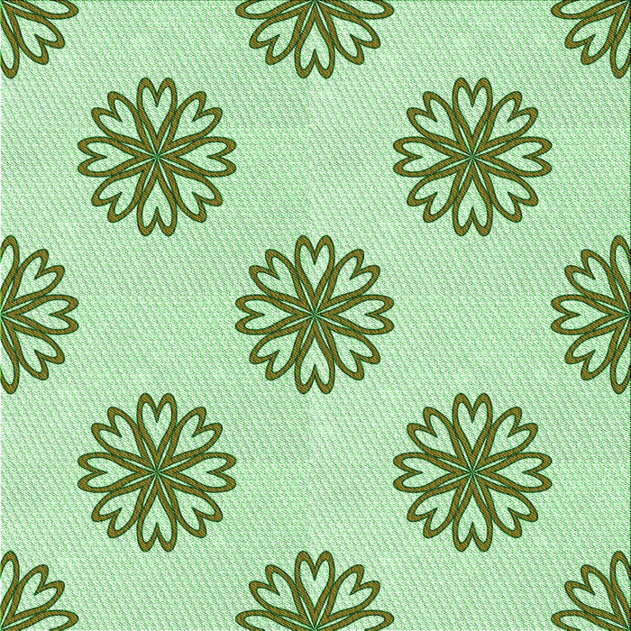 Round Machine Washable Transitional Green Rug, wshpat2313grn