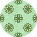 Square Patterned Green Rug, pat2313grn