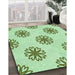 Patterned Green Rug in Family Room, pat2313grn