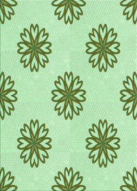 Machine Washable Transitional Green Rug, wshpat2313grn