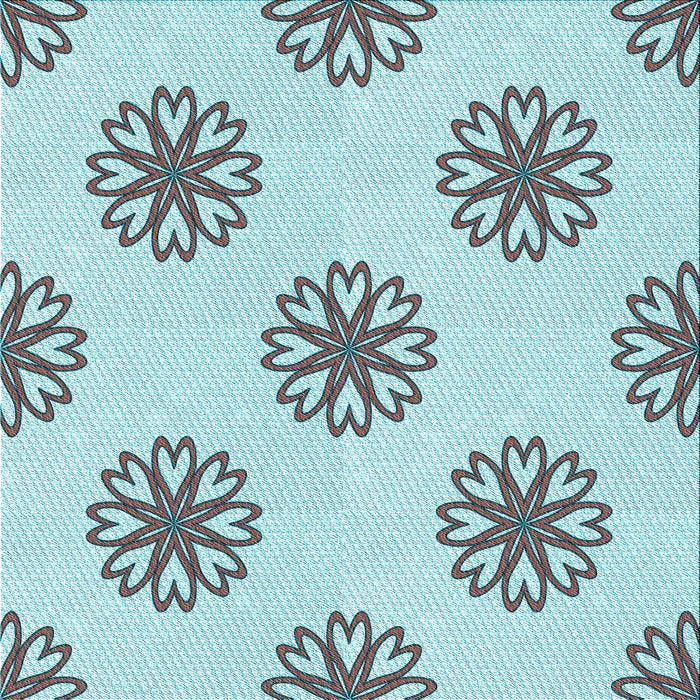 Round Patterned Cadet Blue Green Rug, pat2313lblu