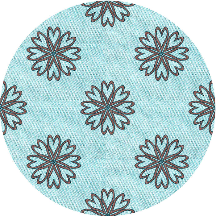 Square Patterned Cadet Blue Green Rug, pat2313lblu