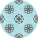 Square Patterned Cadet Blue Green Rug, pat2313lblu