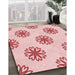 Patterned Red Rug in Family Room, pat2313rd