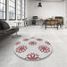 Round Machine Washable Transitional White Smoke Rug in a Office, wshpat2313