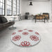 Round Patterned Off-White Novelty Rug in a Office, pat2313