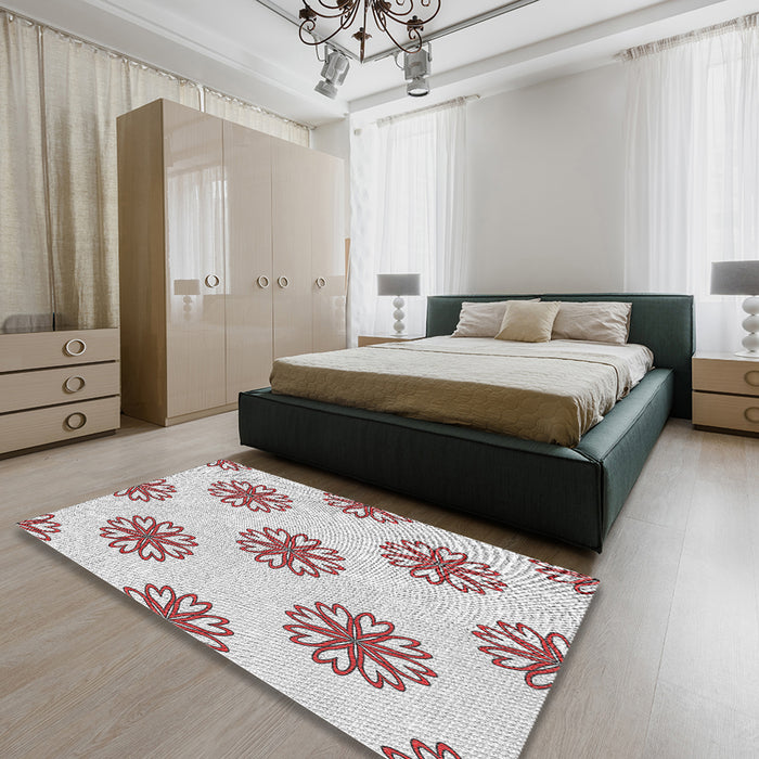 Patterned Off-White Novelty Rug in a Bedroom, pat2313