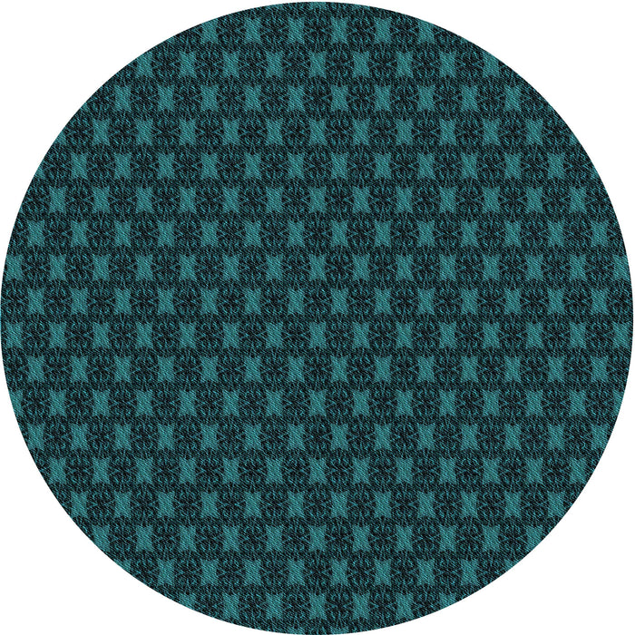 Square Patterned Dark Cyan Green Rug, pat2314lblu