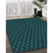 Patterned Dark Cyan Green Rug in Family Room, pat2314lblu