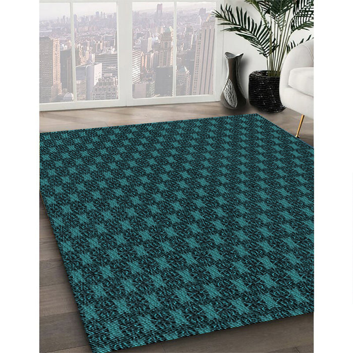 Machine Washable Transitional Dark Cyan Green Rug in a Family Room, wshpat2314lblu