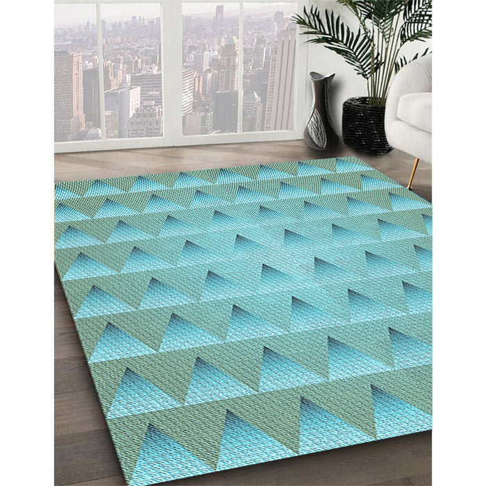 Patterned Seafoam Green Rug in Family Room, pat2315lblu