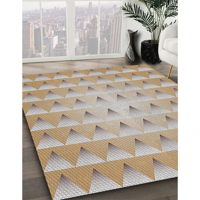 Patterned Dark Gold Brown Novelty Rug in Family Room, pat2315