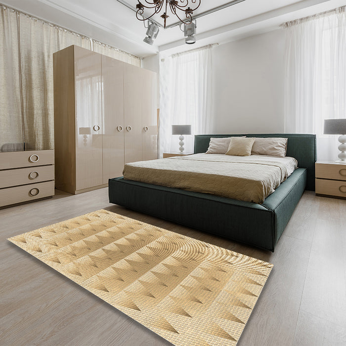 Patterned Bronze Brown Rug in a Bedroom, pat2316brn