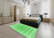 Patterned Green Rug in a Bedroom, pat2316grn