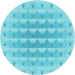 Square Patterned Bright Turquoise Blue Rug, pat2316lblu