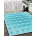 Patterned Bright Turquoise Blue Rug in Family Room, pat2316lblu