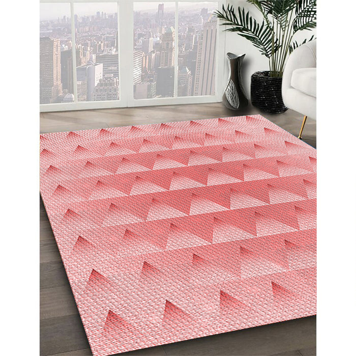 Patterned Pink Rug in Family Room, pat2316rd