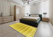 Patterned Yellow Rug in a Bedroom, pat2316yw