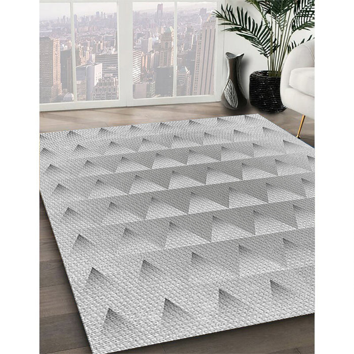 Patterned Gray Novelty Rug in Family Room, pat2316