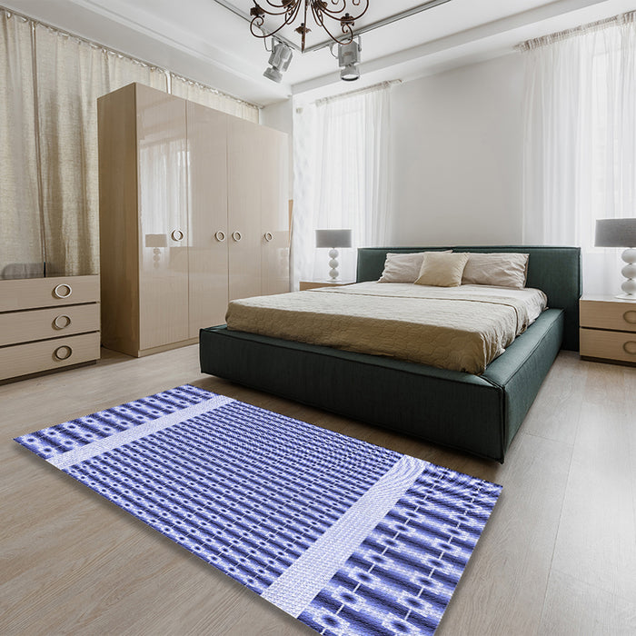 Patterned Blue Rug in a Bedroom, pat2318blu