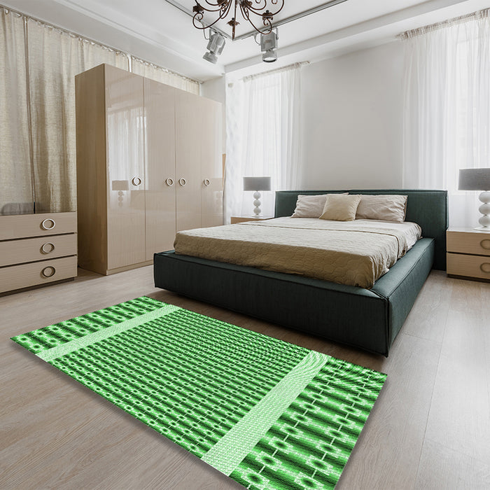 Patterned Forest Green Rug in a Bedroom, pat2318grn