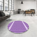 Round Patterned Dark Orchid Purple Rug in a Office, pat2318pur