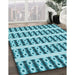 Patterned Dark Cyan Green Rug in Family Room, pat2319lblu