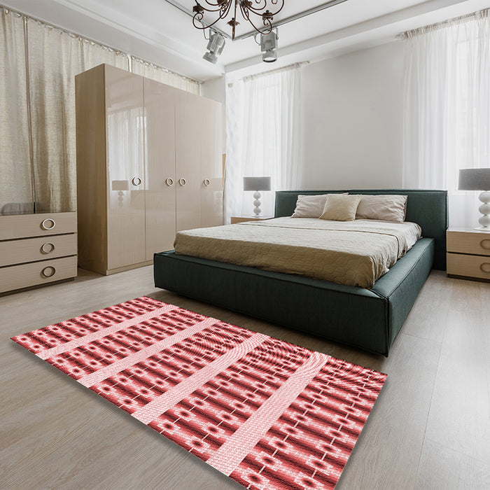 Patterned Red Rug in a Bedroom, pat2319rd