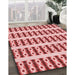 Patterned Red Rug in Family Room, pat2319rd