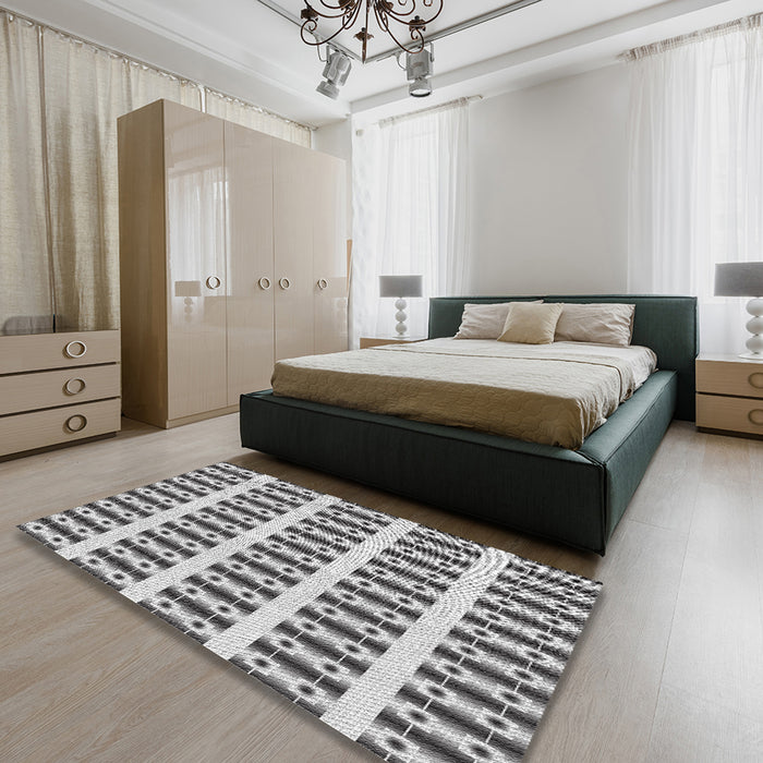 Patterned Gray Novelty Rug in a Bedroom, pat2319