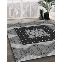 Patterned Dark Gray Novelty Rug, pat231