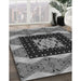 Patterned Dark Gray Novelty Rug in Family Room, pat231