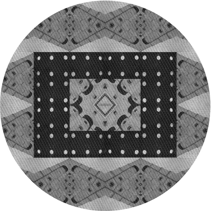 Sideview of Patterned Dark Gray Novelty Rug, pat231