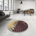 Round Patterned Dark Brown Rug in a Office, pat232brn