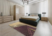 Patterned Dark Brown Rug in a Bedroom, pat232brn