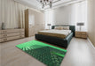 Patterned Deep Emerald Green Rug in a Bedroom, pat232grn