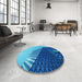 Round Patterned Blueberry Blue Rug in a Office, pat232lblu