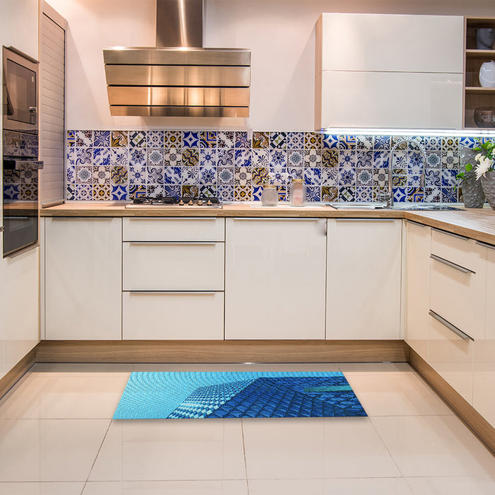 Patterned Blueberry Blue Rug in a Kitchen, pat232lblu
