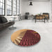 Round Patterned Saffron Red Rug in a Office, pat232org