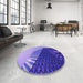 Round Patterned Purple Mimosa Purple Rug in a Office, pat232pur